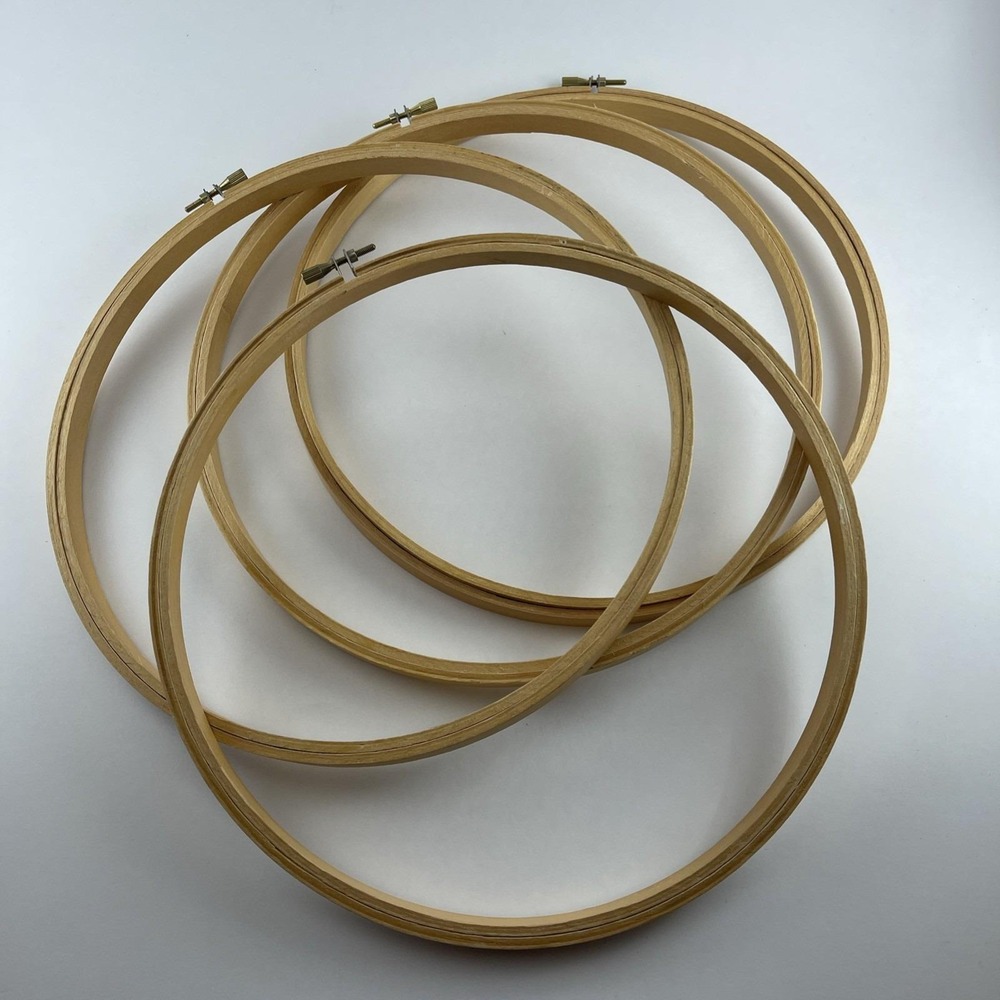 Lot of 4 Wooden 10" Round Embroidery Hoops For CrossStitch Needlepoint Quilting